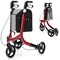Costway 3-Wheel Rolling Walker Folding Rollator Walker with 8 inch Wheels Red\Black